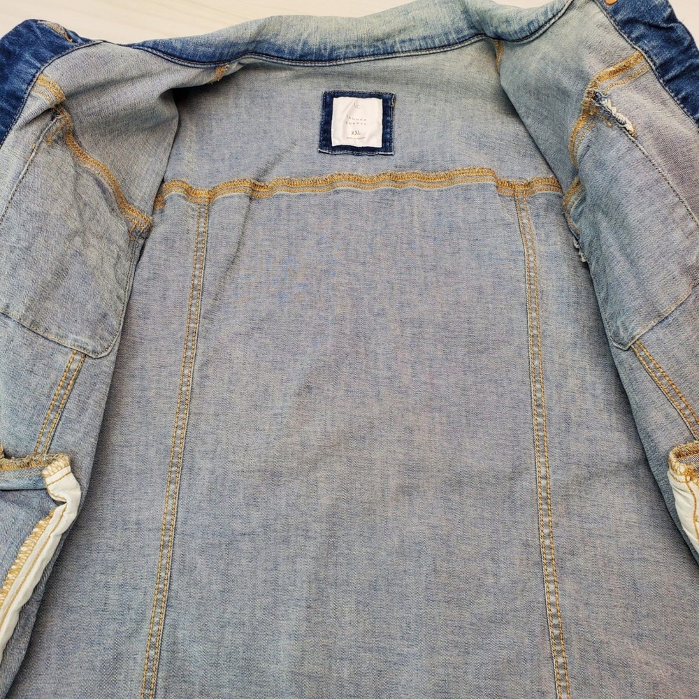LC Lauren Conrad Light Wash Distressed Denim Trucker Jacket XXL Womens Western - Picture 11 of 11